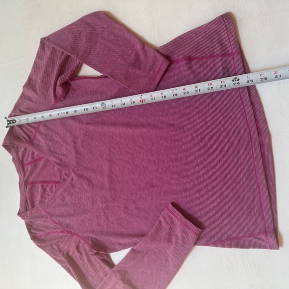 LL Bean Pink Striped Merino Wool Long Sleeve Shirt - Picture 4 of 5
